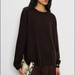 Reformation Dark Brown (Mole) Crew Neck Cashmere Sweater - Small
